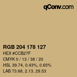 Farbcode: RGB 204 178 127 | qconv.com