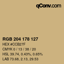 颜色代码: RGB 204 178 127 | qconv.com