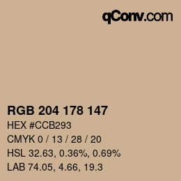 Código de color: RGB 204 178 147 | qconv.com