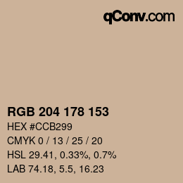 カラーコード: RGB 204 178 153 | qconv.com
