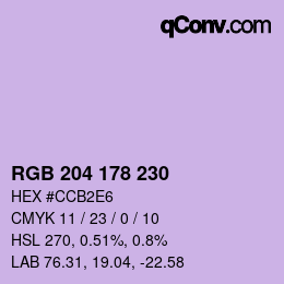 Código de color: RGB 204 178 230 | qconv.com