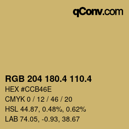 カラーコード: RGB 204 180.4 110.4 | qconv.com