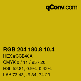 カラーコード: RGB 204 180.8 10.4 | qconv.com