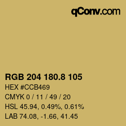 カラーコード: RGB 204 180.8 105 | qconv.com