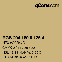 カラーコード: RGB 204 180.8 125.4 | qconv.com