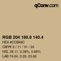 カラーコード: RGB 204 180.8 140.4 | qconv.com