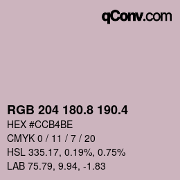 カラーコード: RGB 204 180.8 190.4 | qconv.com