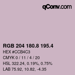 カラーコード: RGB 204 180.8 195.4 | qconv.com