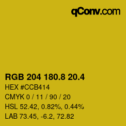 カラーコード: RGB 204 180.8 20.4 | qconv.com