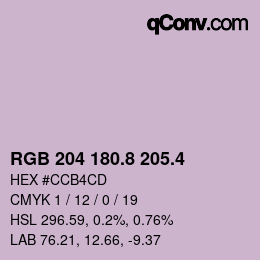 カラーコード: RGB 204 180.8 205.4 | qconv.com