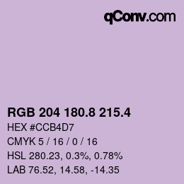 カラーコード: RGB 204 180.8 215.4 | qconv.com