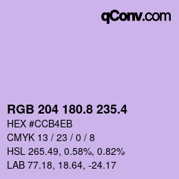カラーコード: RGB 204 180.8 235.4 | qconv.com