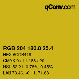 カラーコード: RGB 204 180.8 25.4 | qconv.com