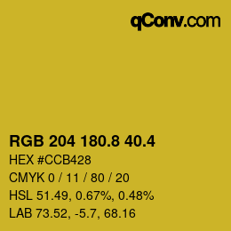 カラーコード: RGB 204 180.8 40.4 | qconv.com