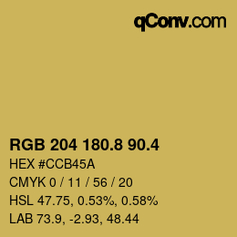 カラーコード: RGB 204 180.8 90.4 | qconv.com
