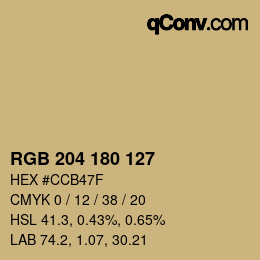 Color code: RGB 204 180 127 | qconv.com