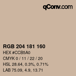 Farbcode: RGB 204 181 160 | qconv.com