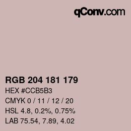 Código de color: RGB 204 181 179 | qconv.com