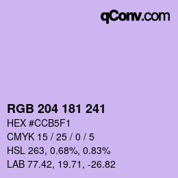 Código de color: RGB 204 181 241 | qconv.com