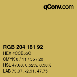 颜色代码: RGB 204 181 92 | qconv.com