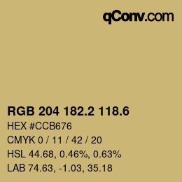 カラーコード: RGB 204 182.2 118.6 | qconv.com