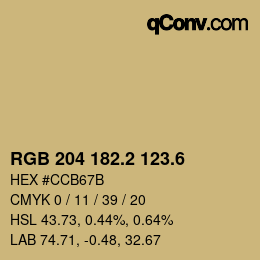 カラーコード: RGB 204 182.2 123.6 | qconv.com