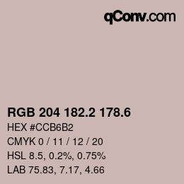 カラーコード: RGB 204 182.2 178.6 | qconv.com