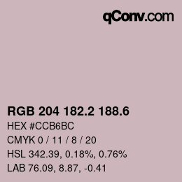 カラーコード: RGB 204 182.2 188.6 | qconv.com
