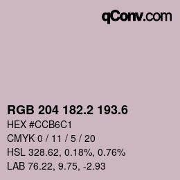 カラーコード: RGB 204 182.2 193.6 | qconv.com