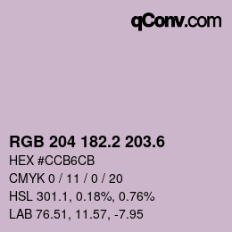 カラーコード: RGB 204 182.2 203.6 | qconv.com