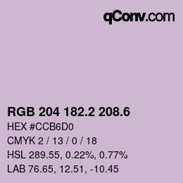 カラーコード: RGB 204 182.2 208.6 | qconv.com