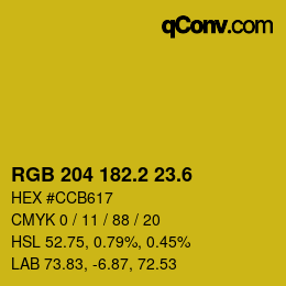 カラーコード: RGB 204 182.2 23.6 | qconv.com