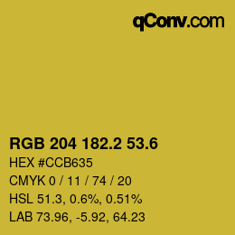 カラーコード: RGB 204 182.2 53.6 | qconv.com