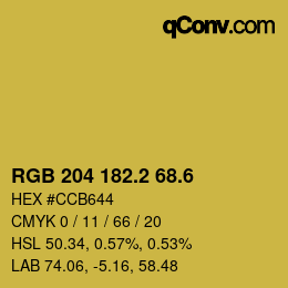 カラーコード: RGB 204 182.2 68.6 | qconv.com