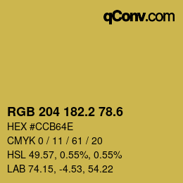 カラーコード: RGB 204 182.2 78.6 | qconv.com