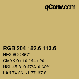 カラーコード: RGB 204 182.6 113.6 | qconv.com