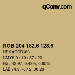 カラーコード: RGB 204 182.6 128.6 | qconv.com
