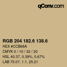 カラーコード: RGB 204 182.6 138.6 | qconv.com
