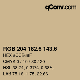 カラーコード: RGB 204 182.6 143.6 | qconv.com