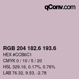 カラーコード: RGB 204 182.6 193.6 | qconv.com