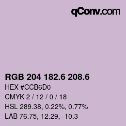 カラーコード: RGB 204 182.6 208.6 | qconv.com