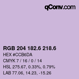カラーコード: RGB 204 182.6 218.6 | qconv.com