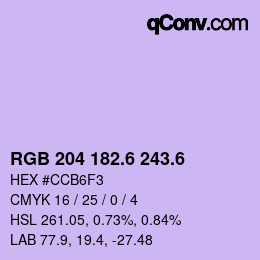カラーコード: RGB 204 182.6 243.6 | qconv.com