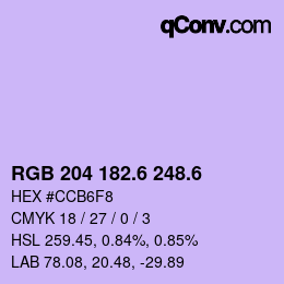 カラーコード: RGB 204 182.6 248.6 | qconv.com