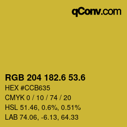カラーコード: RGB 204 182.6 53.6 | qconv.com