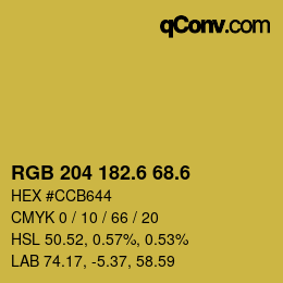 カラーコード: RGB 204 182.6 68.6 | qconv.com