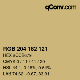 Color code: RGB 204 182 121 | qconv.com