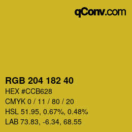 Color code: RGB 204 182 40 | qconv.com