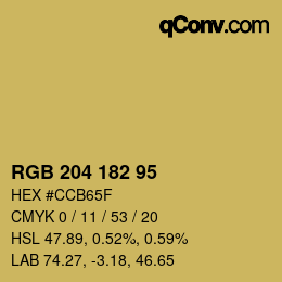 Color code: RGB 204 182 95 | qconv.com