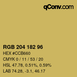Código de color: RGB 204 182 96 | qconv.com
